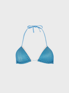 Top de bikini triangular azul brillante