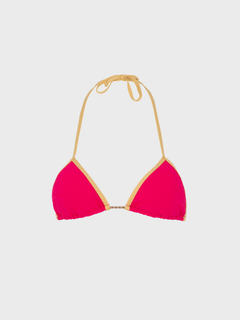 Top de bikini triangular color fucsia dorado